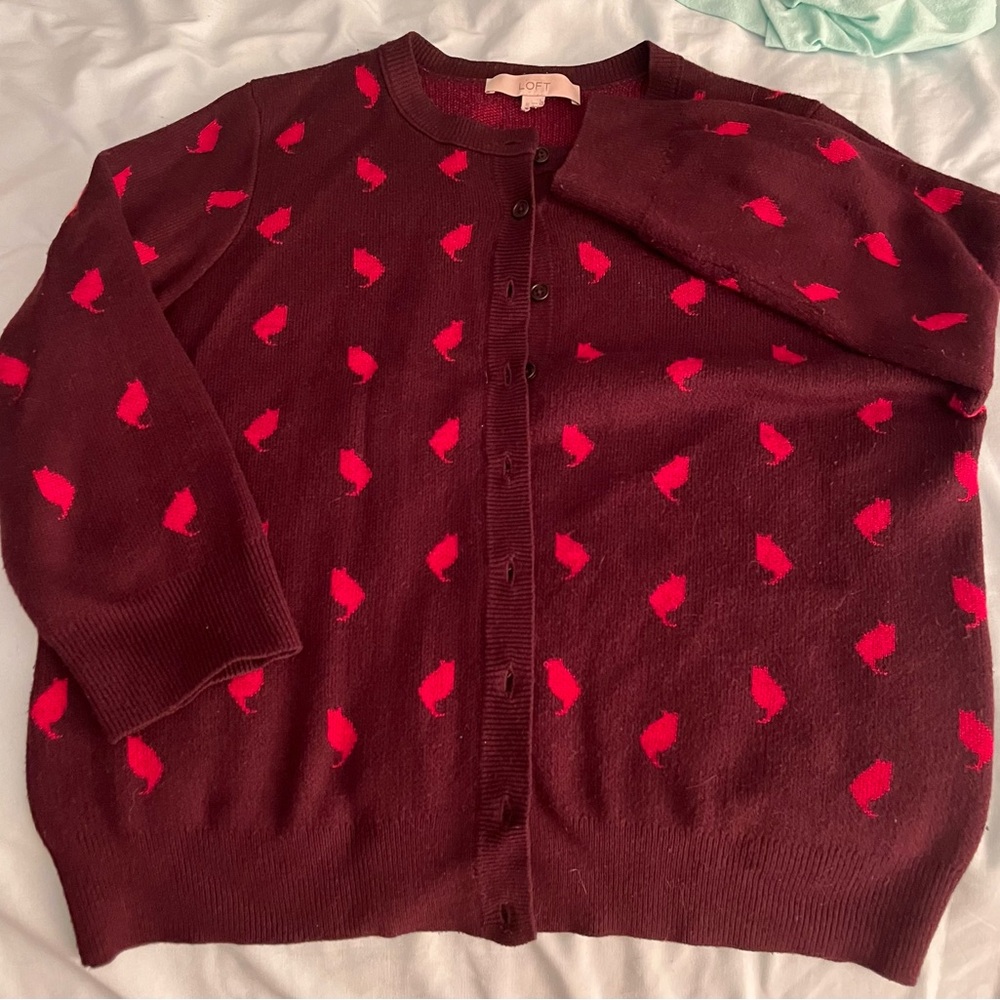 LOFT cardigan sweater cute print